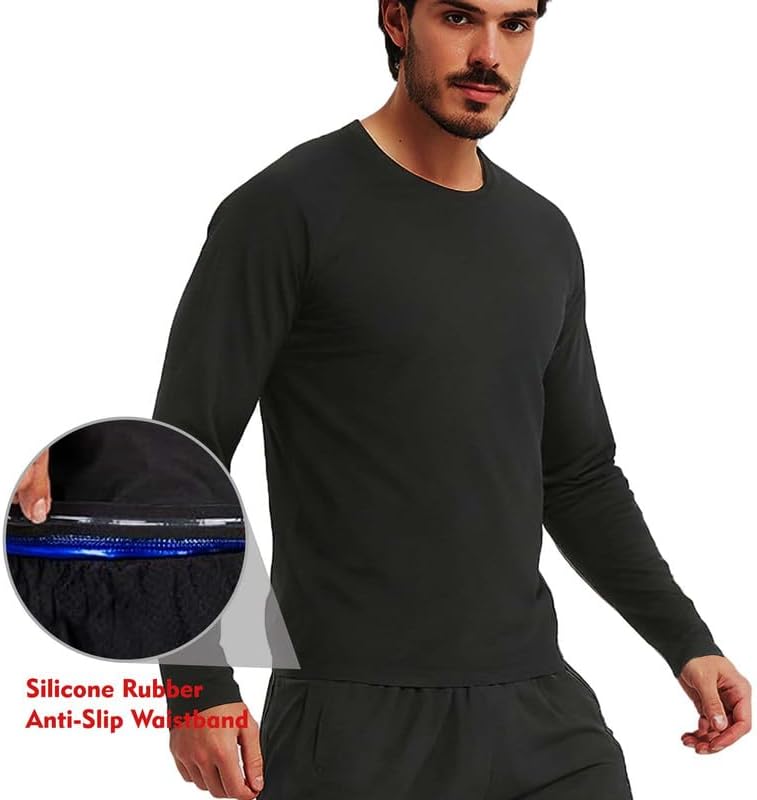FEVOHOT Sauna Shirt for Men Weight Loss Long Sleeve Slimming Sweat Sauna Suit Heat Trapping Compression Workout Body Shaper - Image 4